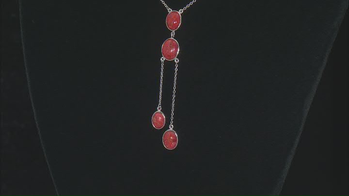Sponge Red Coral Rhodium Over Sterling Silver Necklace Video Thumbnail